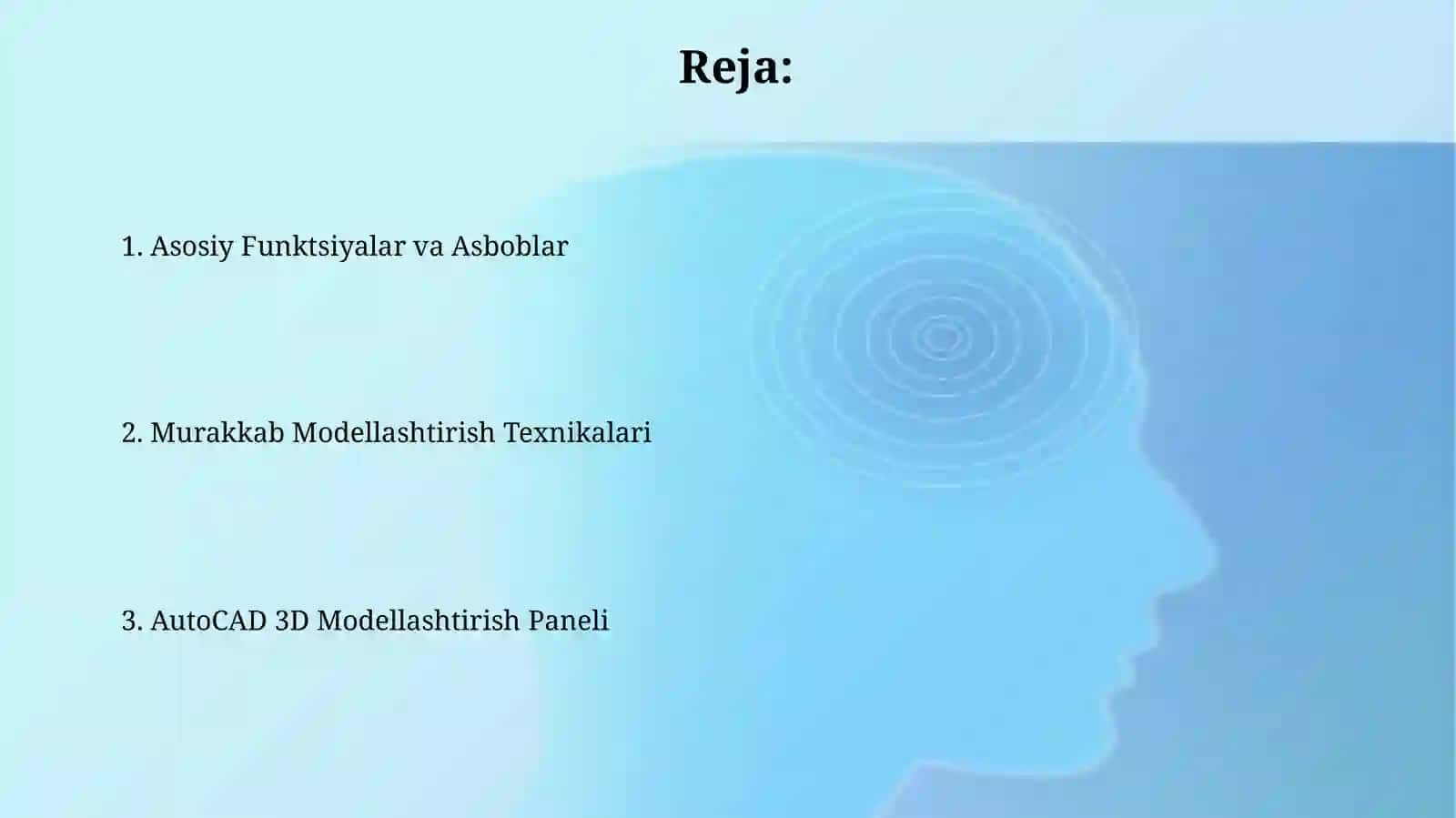 AutoCAD 3D Modellashtirish Paneli 2