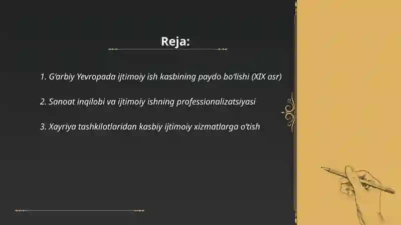 G‘arbiy yevropadagi ijtimoyi ishning kasbi sifatida rivojlanishi 2