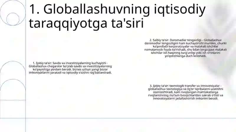 Globallashuvning Iqtisodiy Ta'limi 2