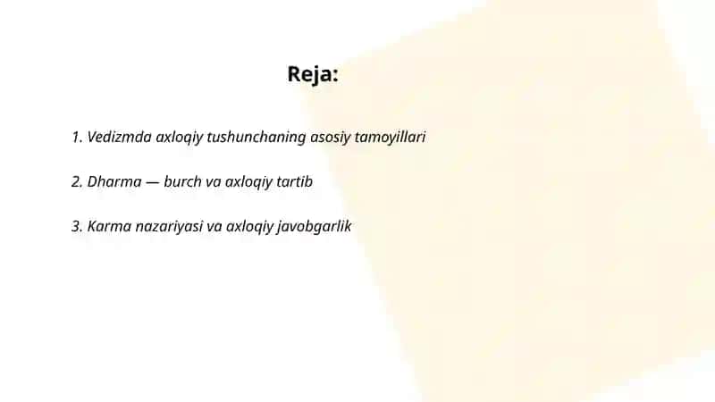 Vedizm axloqiy tushunchalari 2