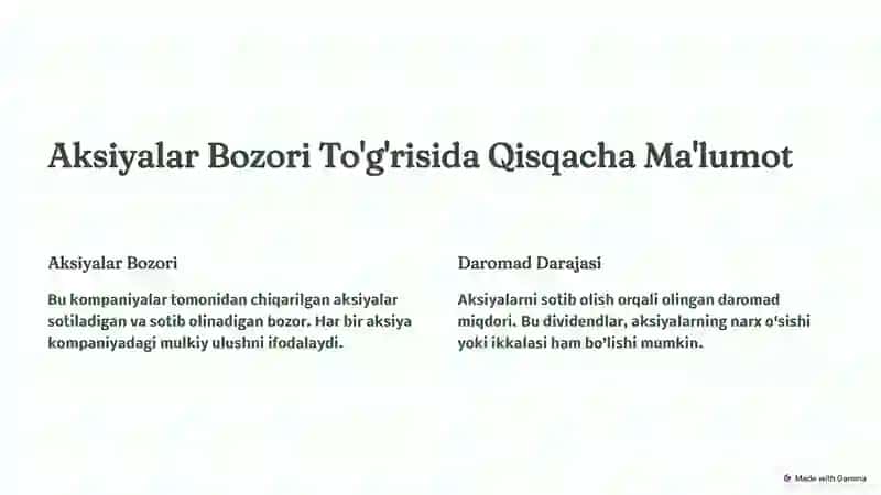 Aksiyadan kutilayotgan daromad 2