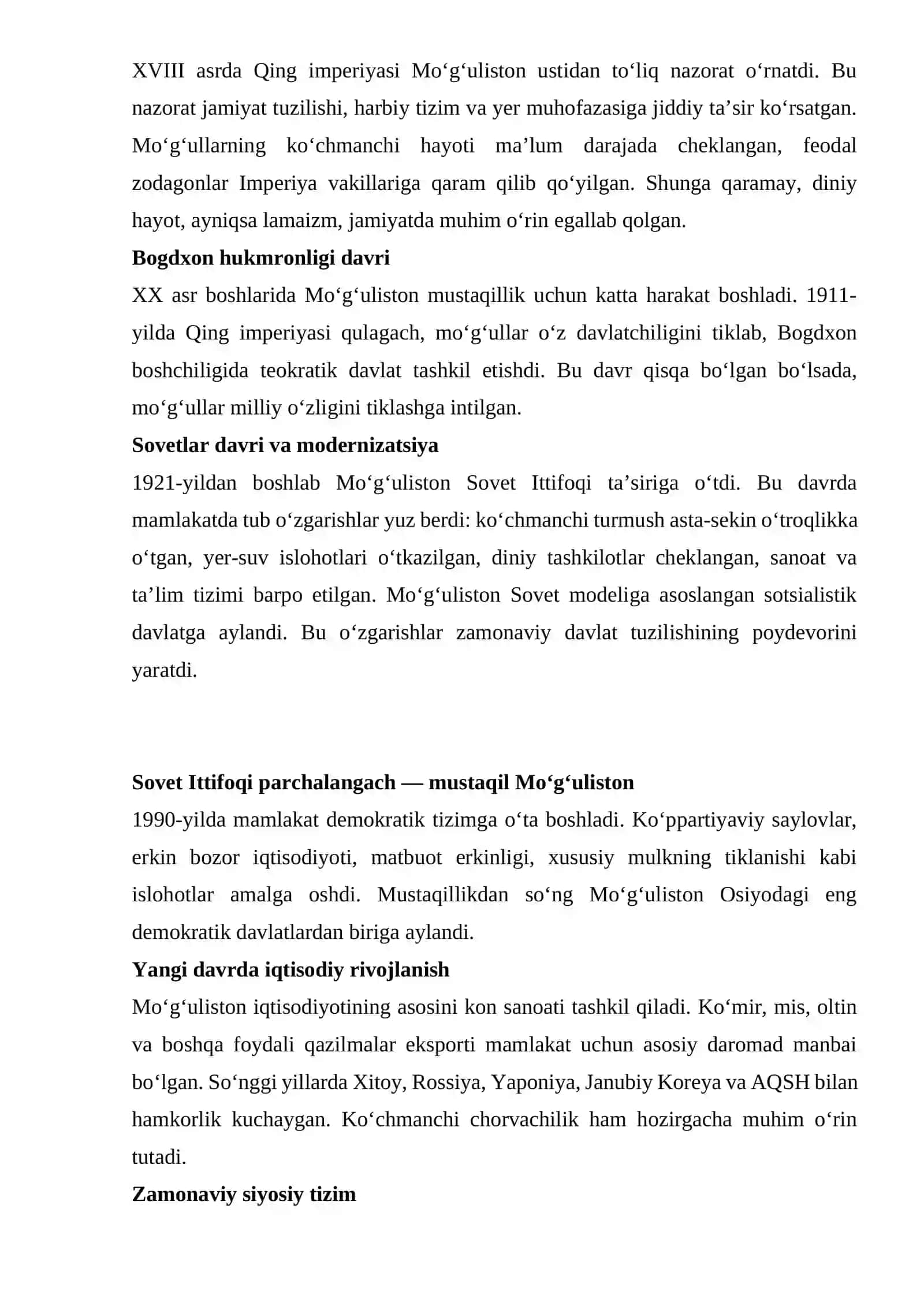 Yangi davrda Mo‘g‘uliston tarixi 2