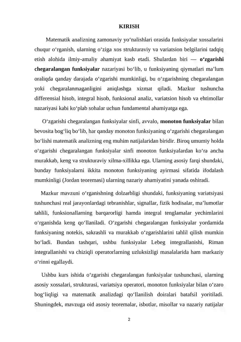 O‘zgarishi chegaralangan funksiyalar 2