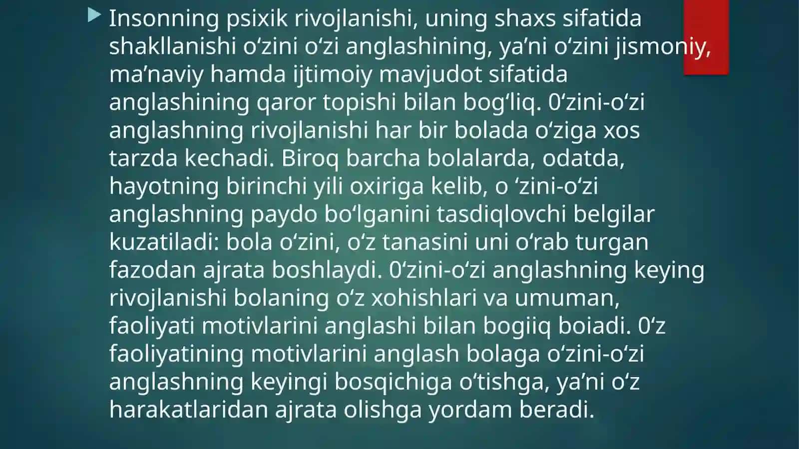 Insonning psixik rivojlanishi, uning shaxs sifatida shakllanishi 2