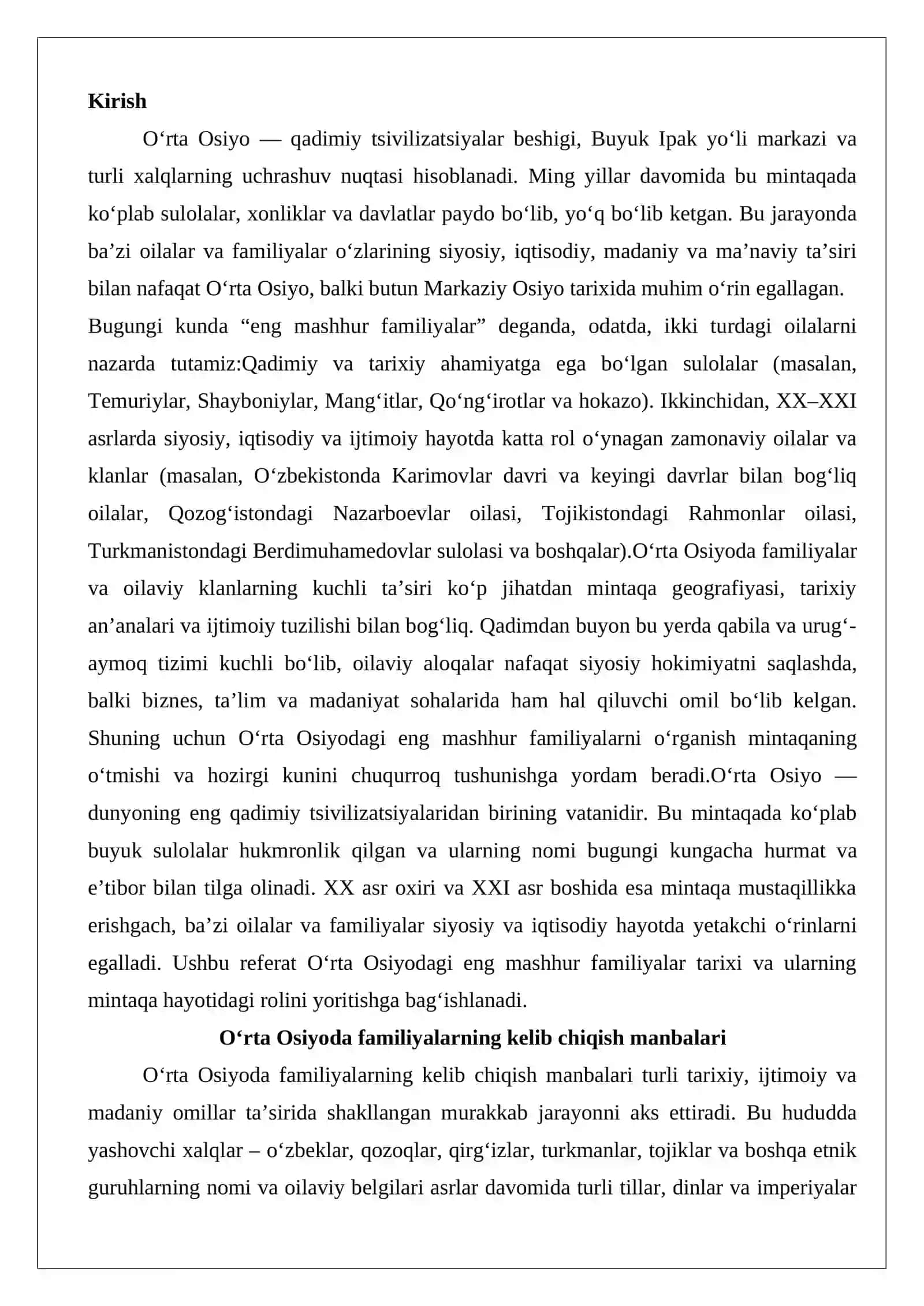 O‘rta Osiyodagi eng mashhur familiyalar 2