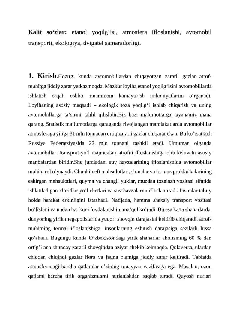 Etanol Yoqilg‘isining Ahamiyati 2