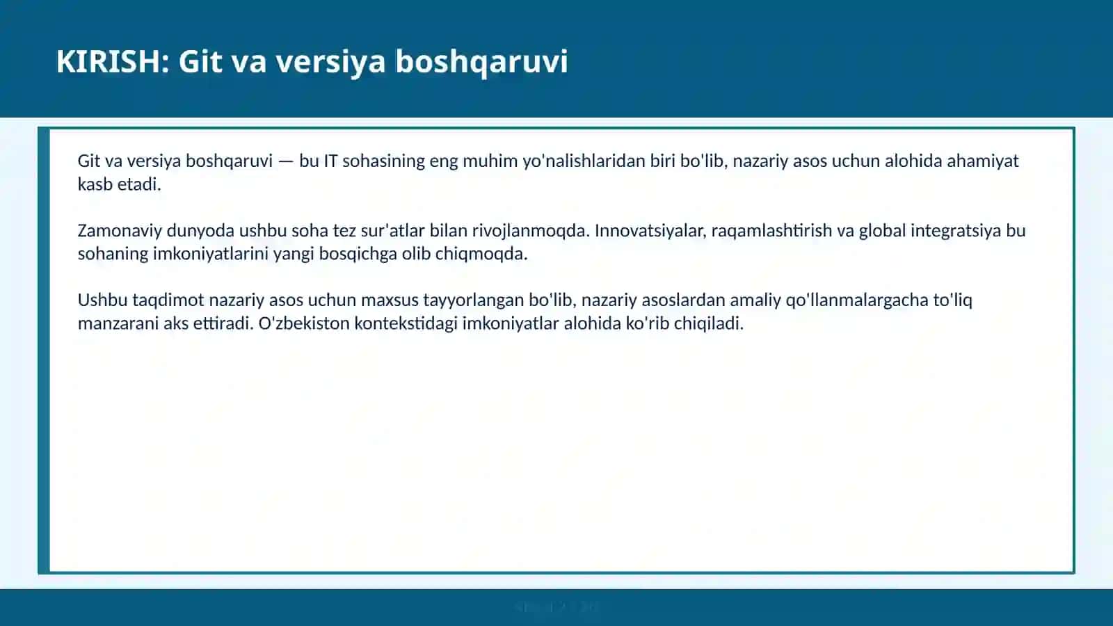 GIT VA VERSIYA BOSHQARUVI 2