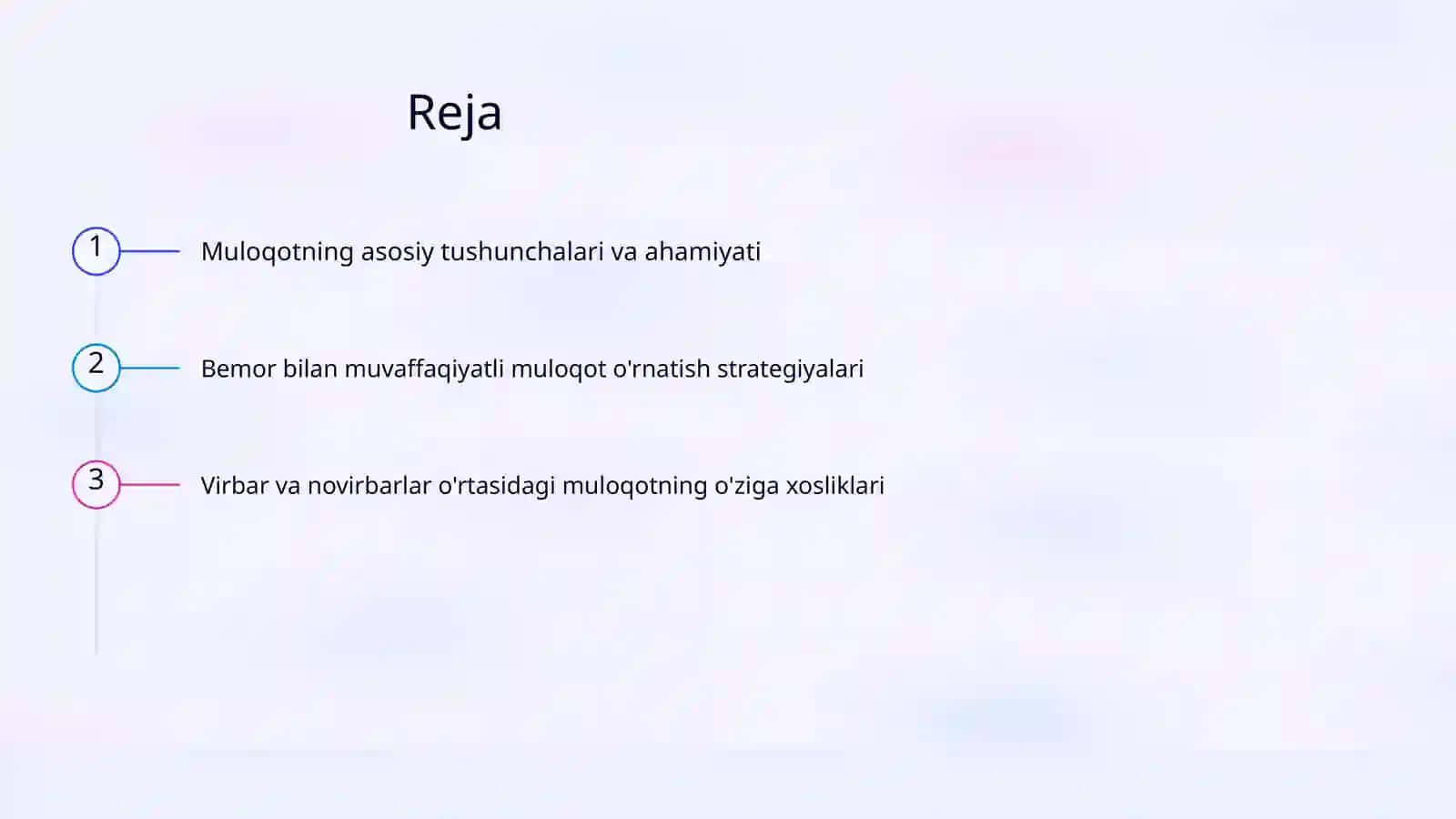 Bemor bilan virbar va novirbar muloqot koʻnikmalari 2