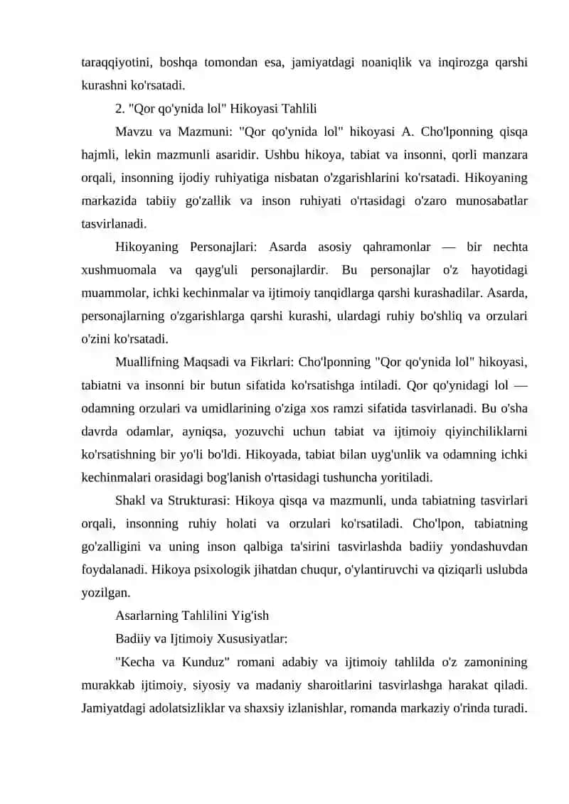 "Kecha va Kunduz" Romani 2
