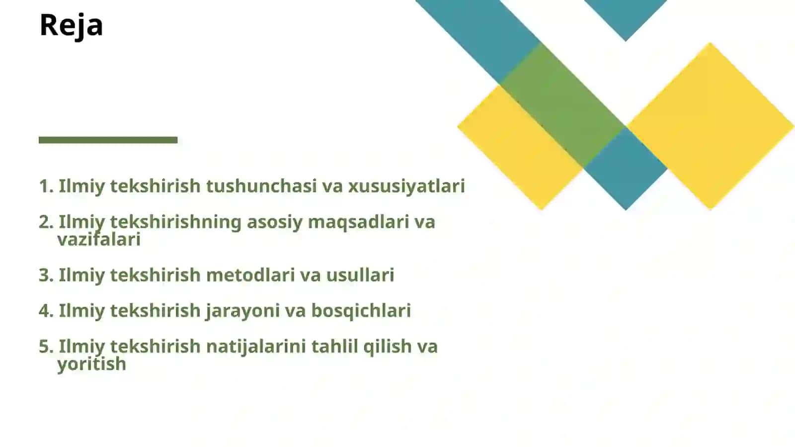 ILMIY TEKSHIRISH ISHLARI ASOSLARI. ILMIY TEKSHIRISHLAR TO‘GRISIDA ASOSIY TUSHUNCHALAR 2