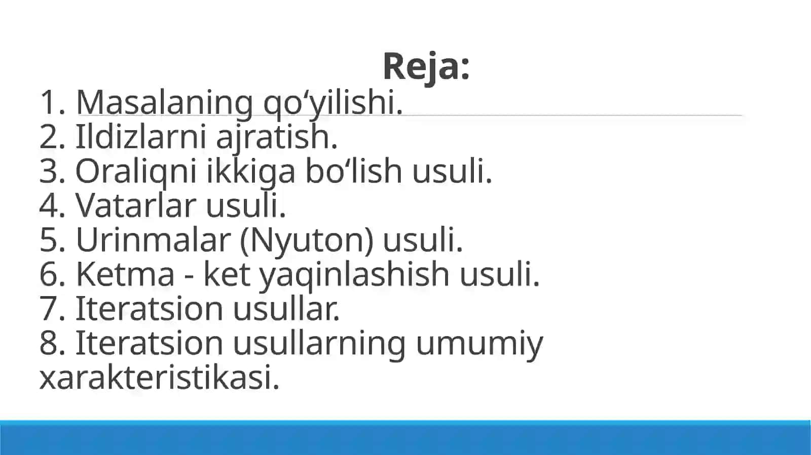 Bir noma’lumli chiziqsiz tenglamalarnitaqribiy yеchish 2