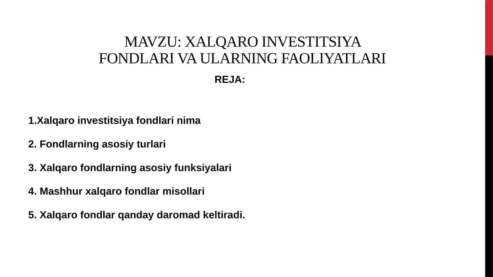 XALQARO INVESTITSIYA FONDLARI VA ULARNING FAOLIYATLARI 2