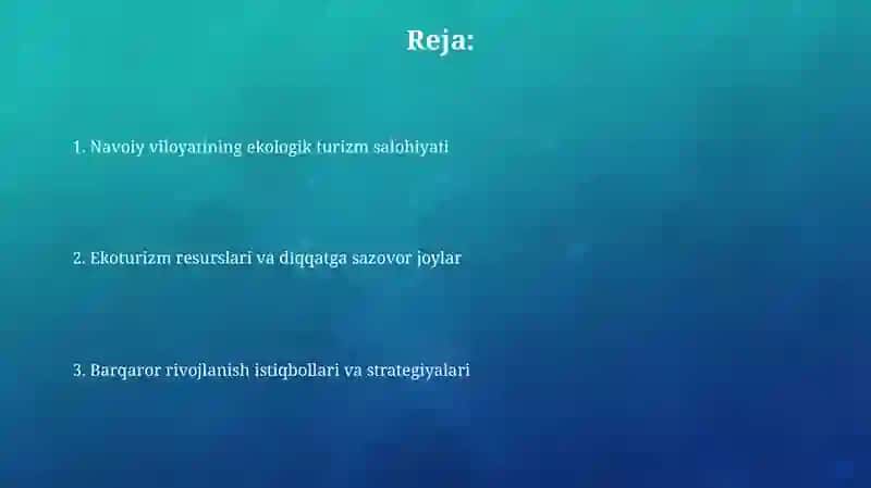 Navoiy viloyati ekologik turizm resurslari 2