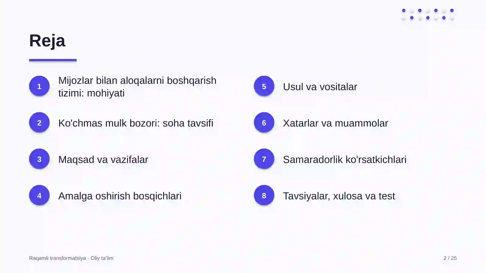Ko'chmas mulk bozorida mijozlar bilan aloqalarni boshqarish tizimini joriy etish 2