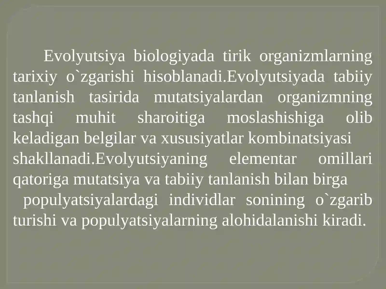 Tabiiy va jinsiy tanlanish nazariyalari 2