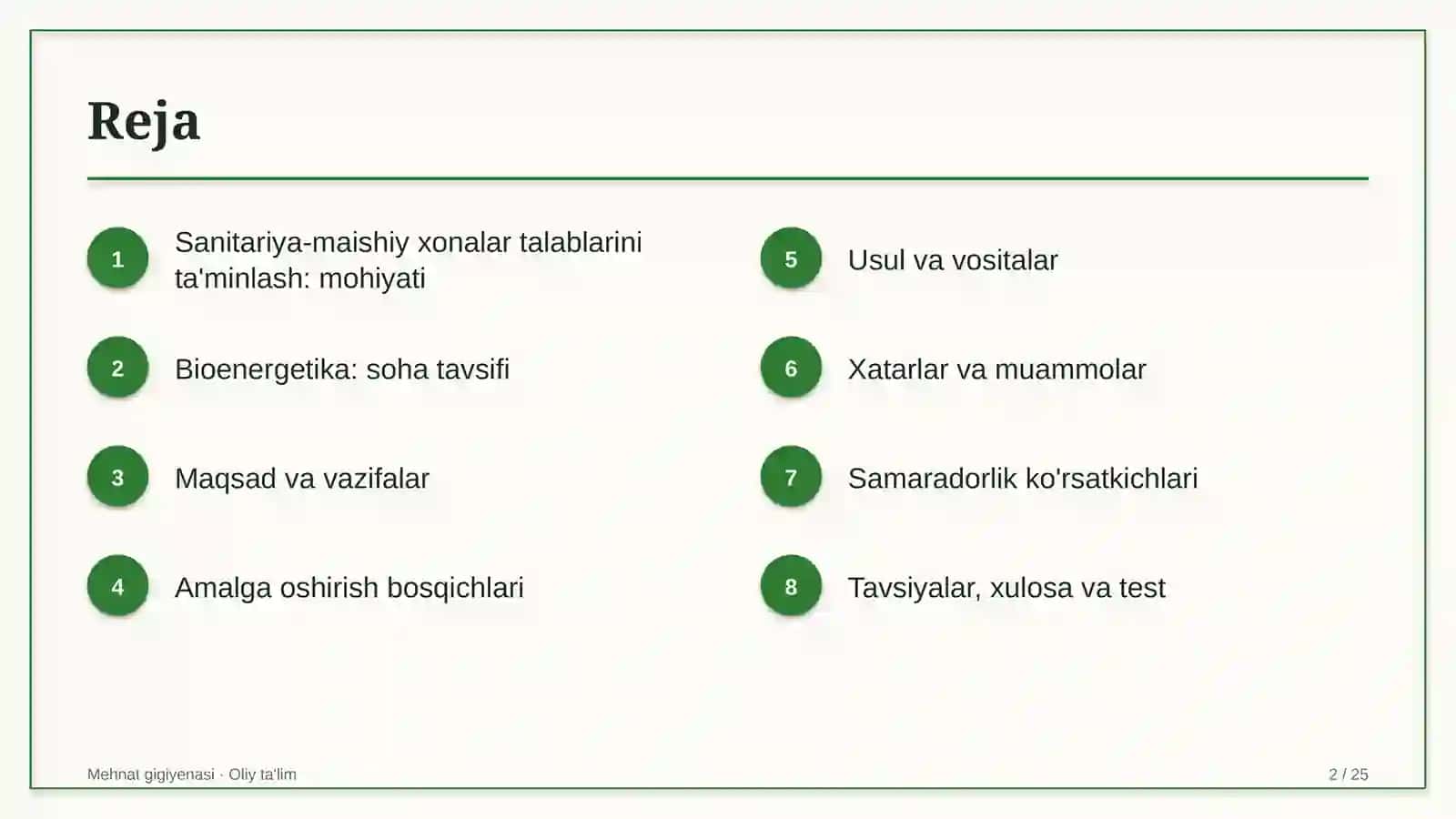 Bioenergetikada sanitariya-maishiy xonalar talablarini ta'minlash 2