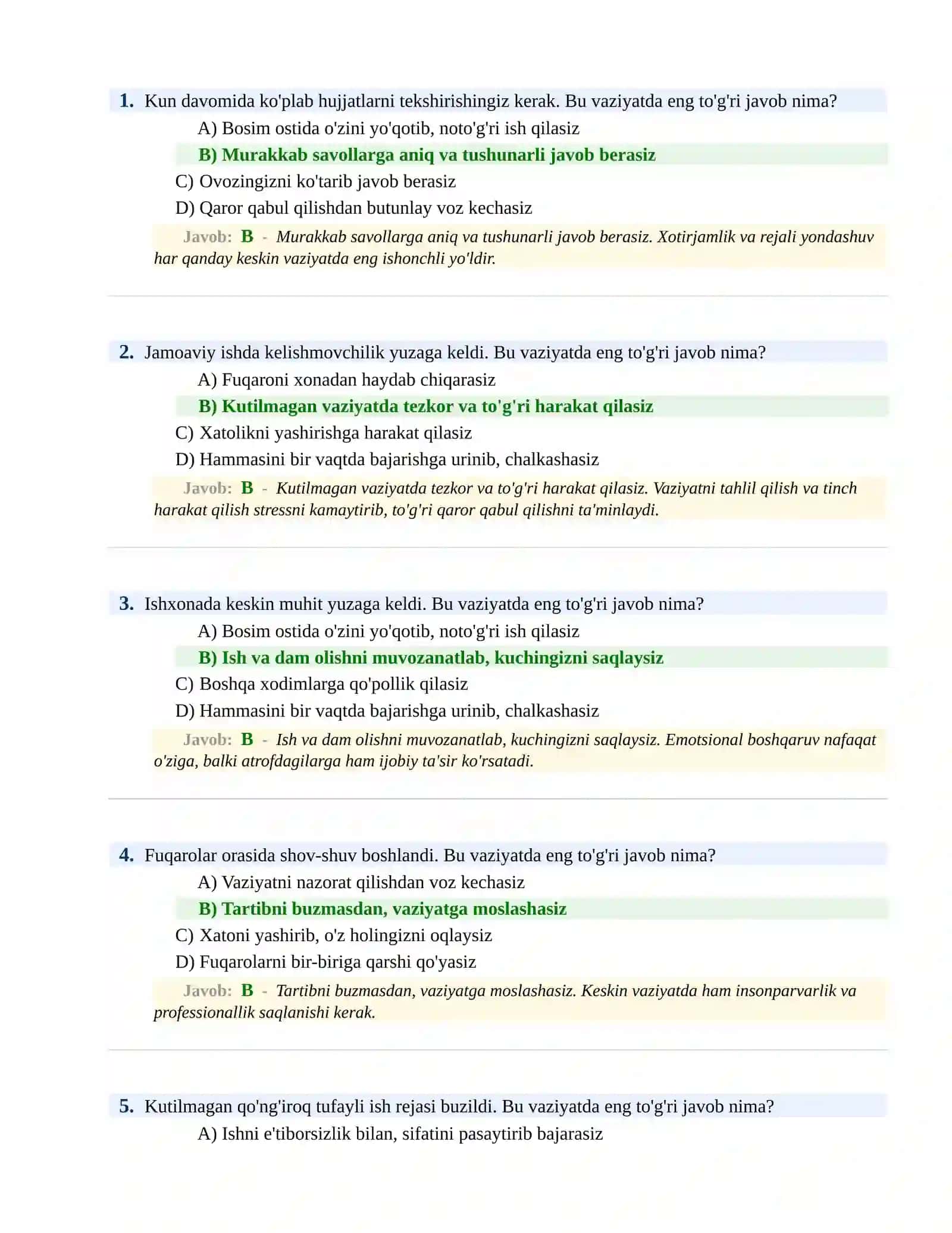 BOJXONA XIZMATIGA ISHGA KIRISH PSIXOLOGIK SINOV Testlari 2