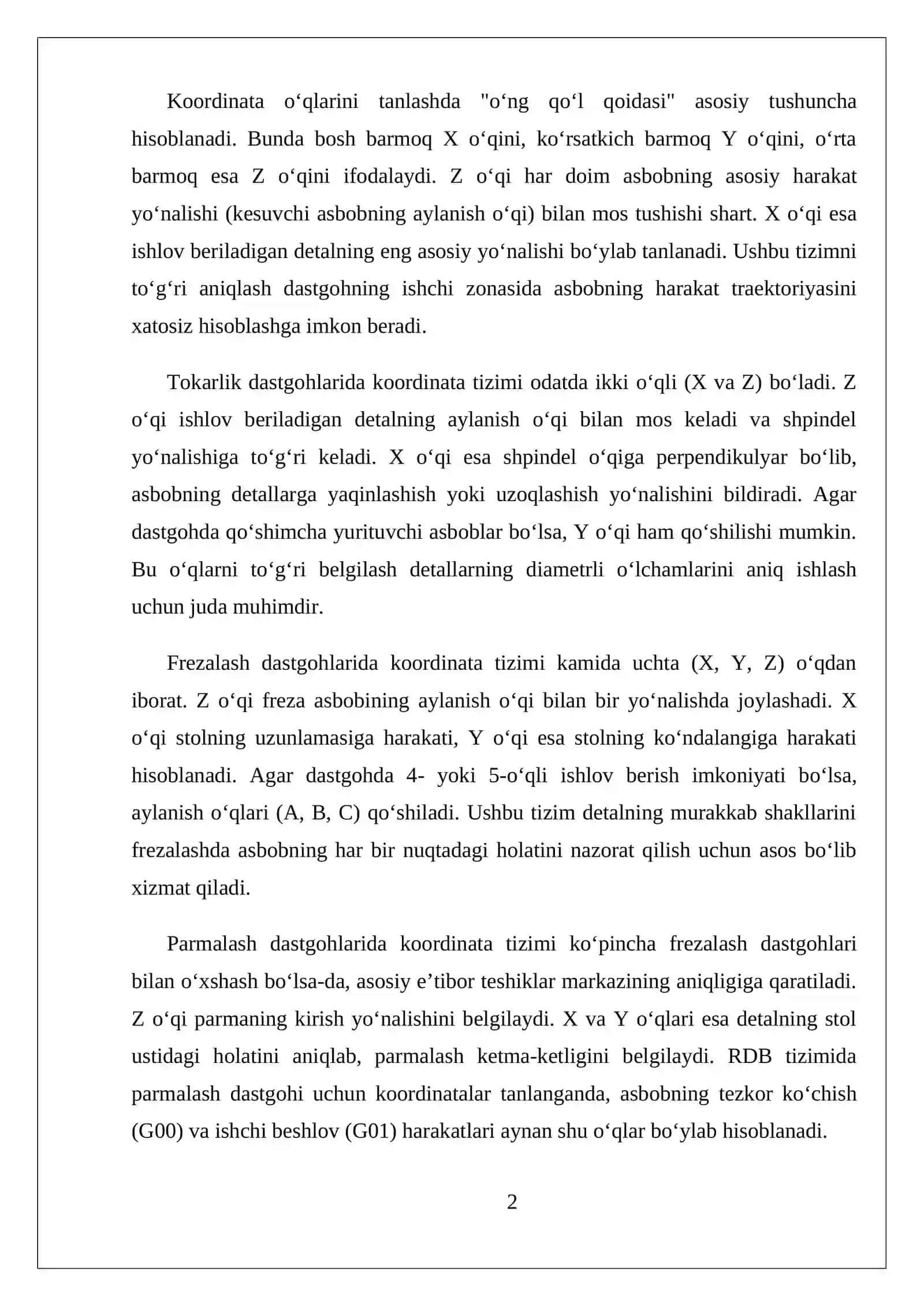 Koordinata o‘qlarini tanlash 2
