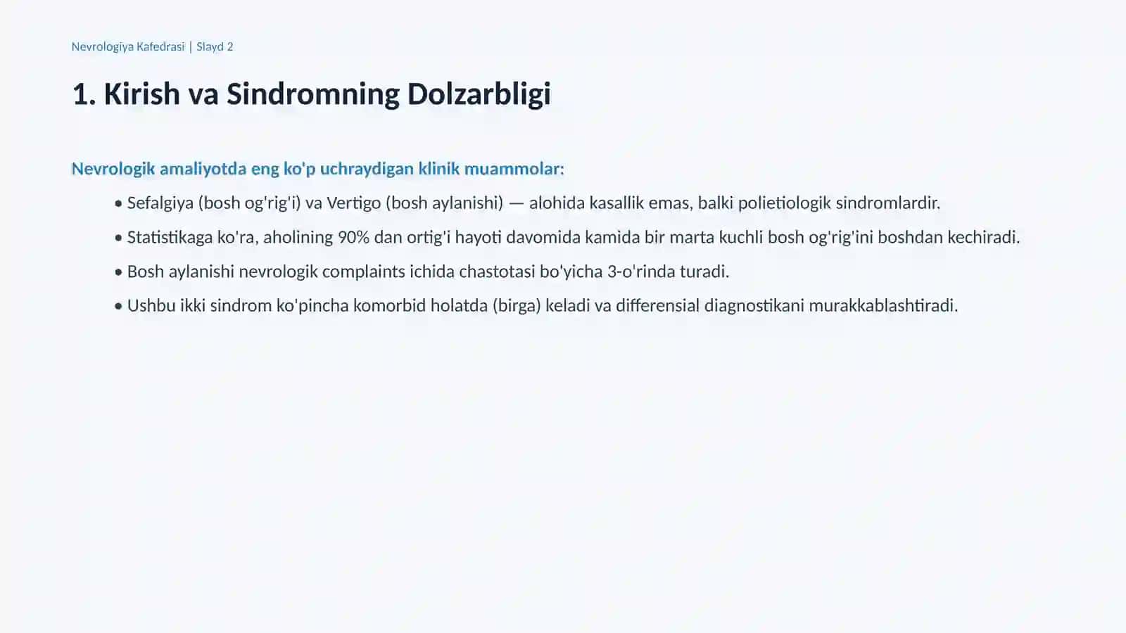 Sefalgiya va Vertigo Sindromlari 2