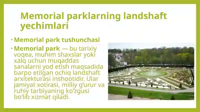 Memorial parklarning landshaft yechimlari 2