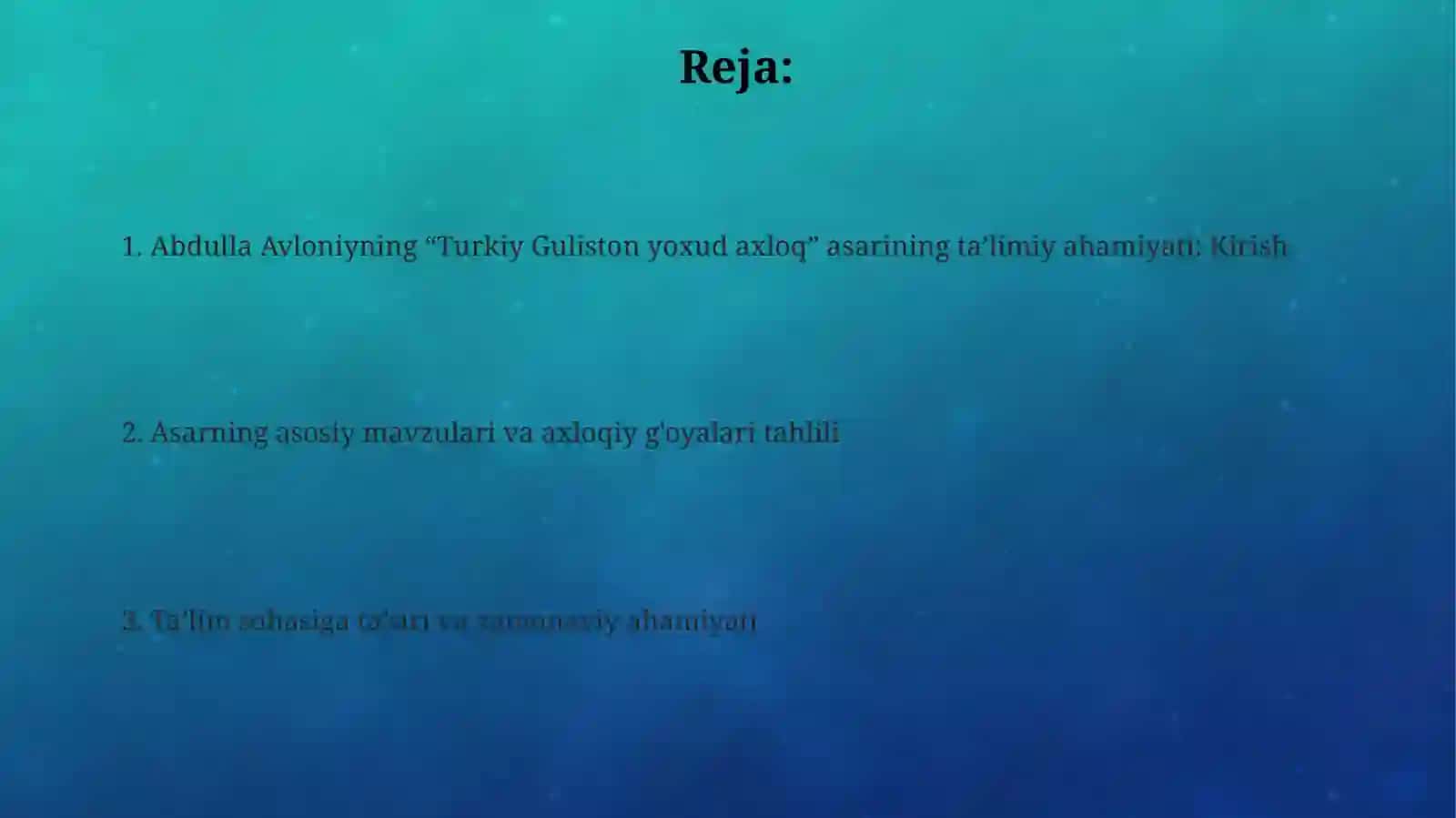 Abdulla Avloniyning “Turkiy guliston yoxud axloq “asarining tarbiyaviy ahamiyati 2