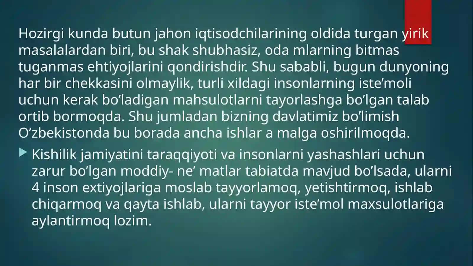 Ishlab chiqarish imkoniyatlari 2