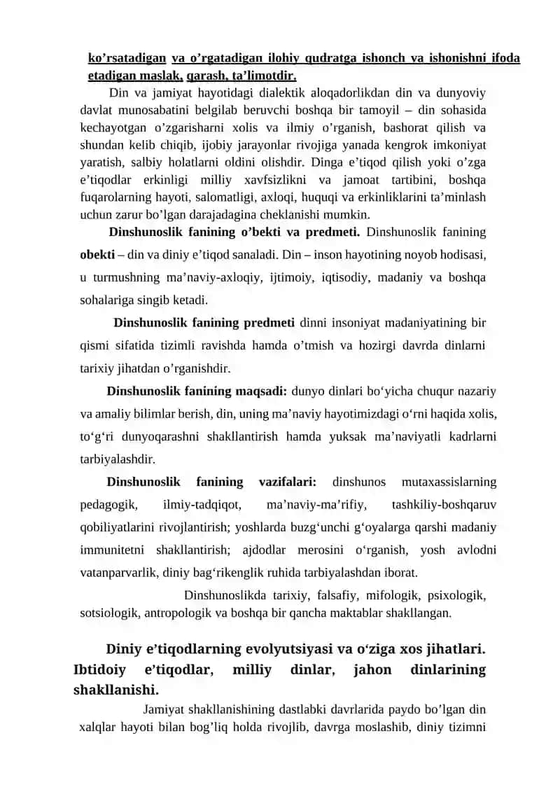 MAVZU. DIN IJTIMOIY MADANIYAT HODISA SIFATIDAGI AHAMIYATI 2