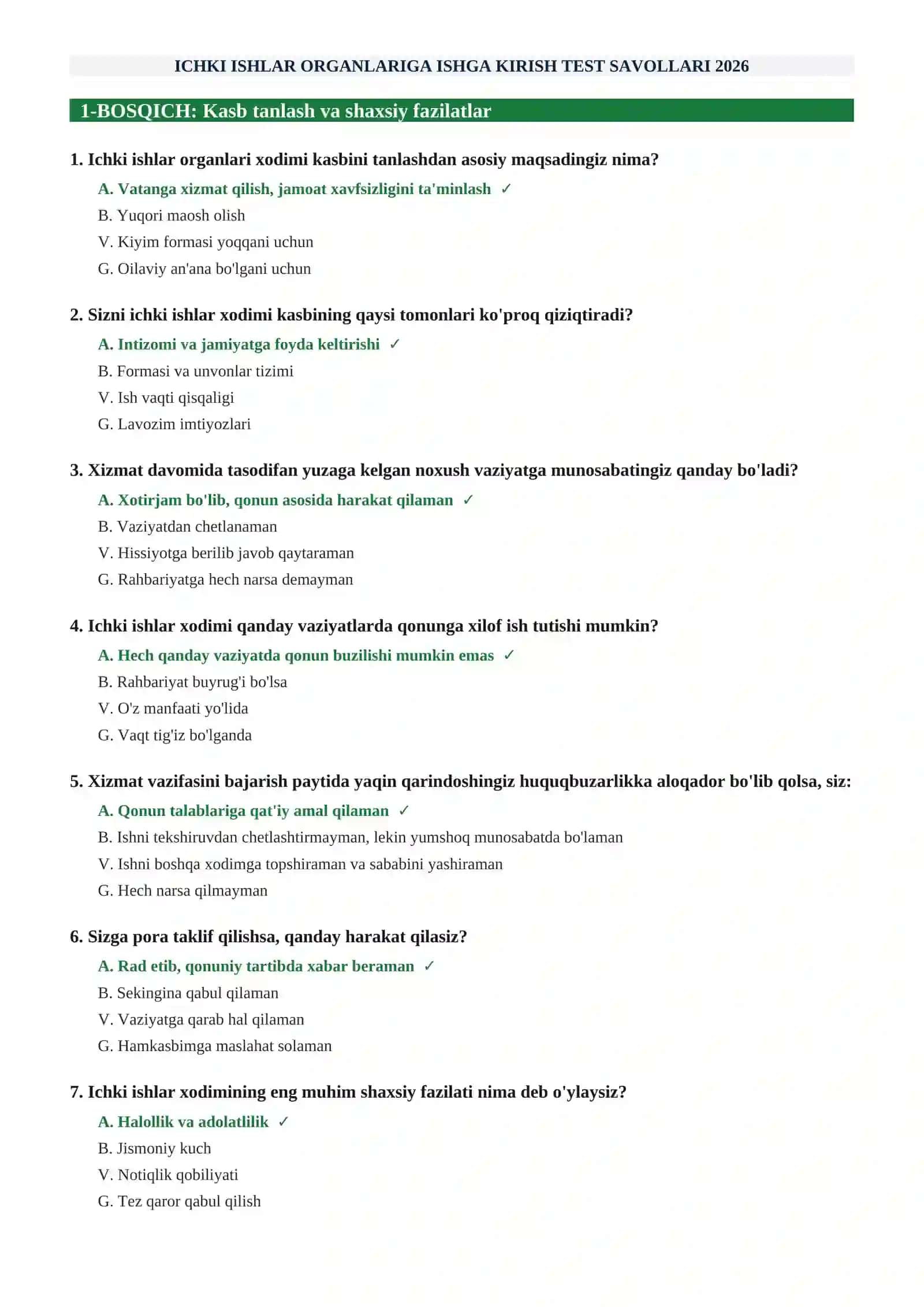 IIB test savollari 2026 2