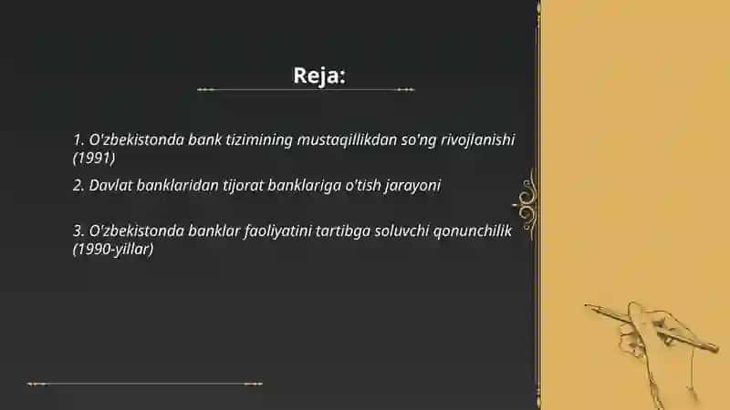 O'zbekistonda bank tizimi. 1991-2024 yillar 2