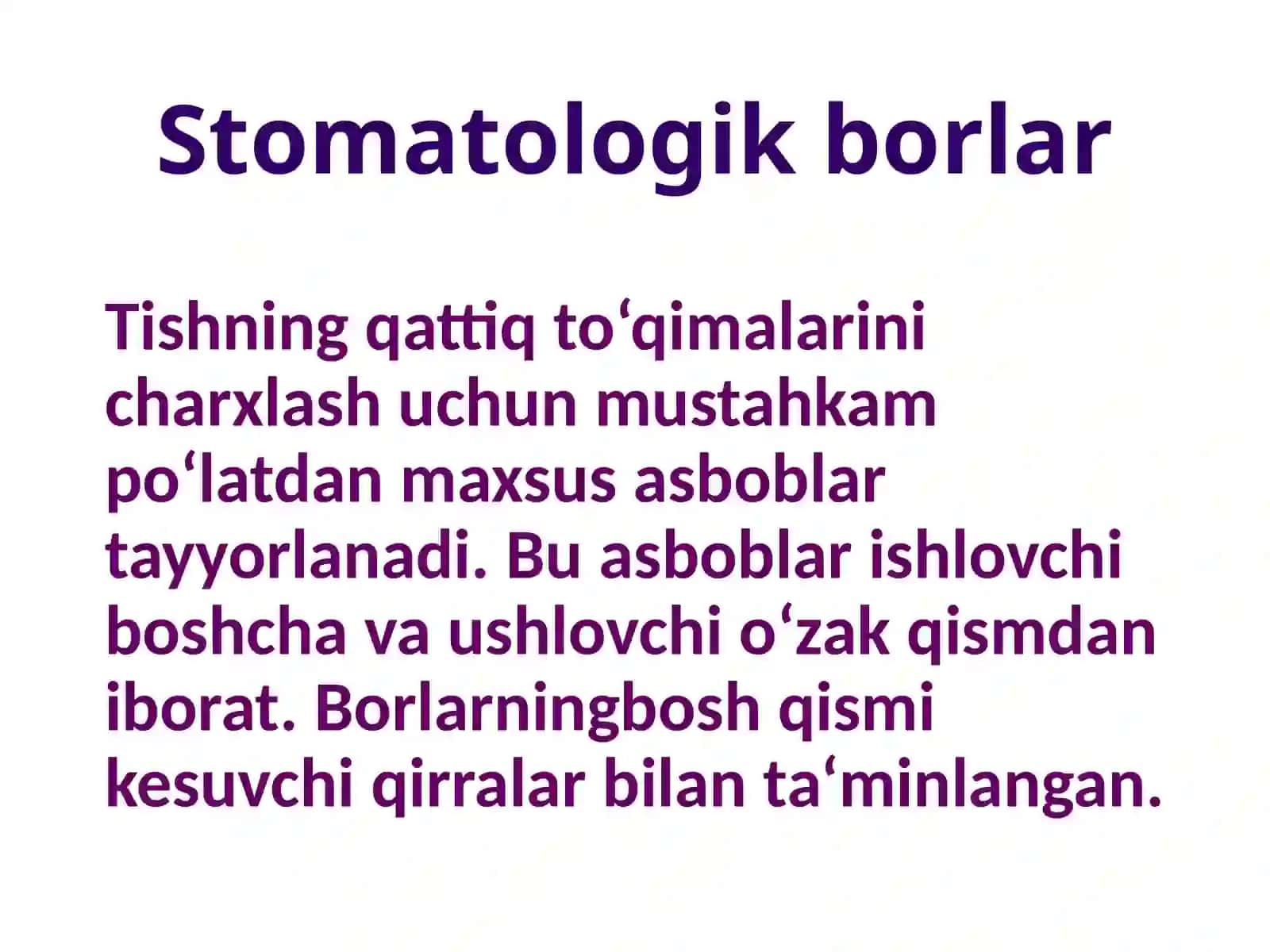 Stomatologik borlar 2