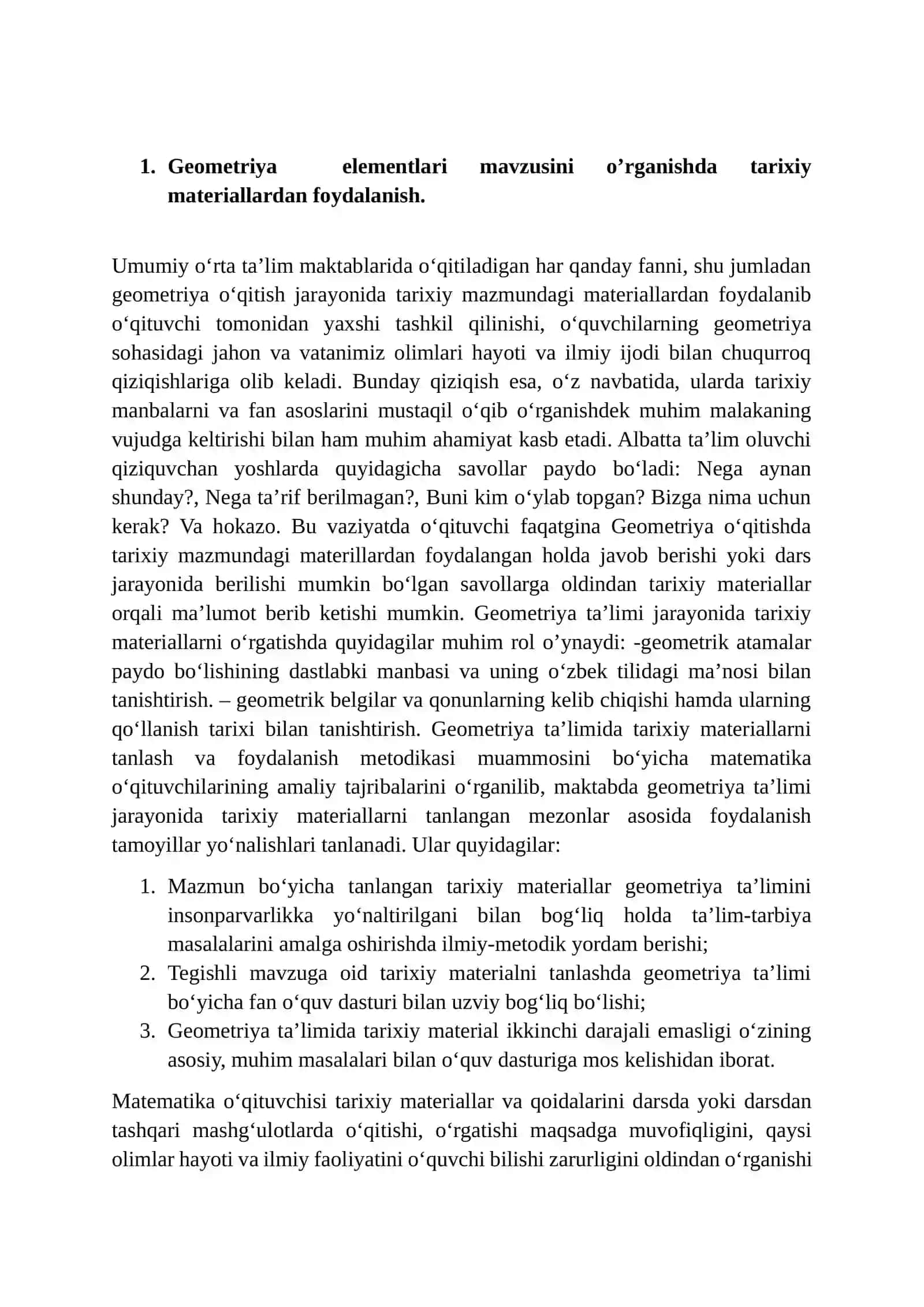 Geometriya elementlari mavzusini o'rgatish metodikasi 2