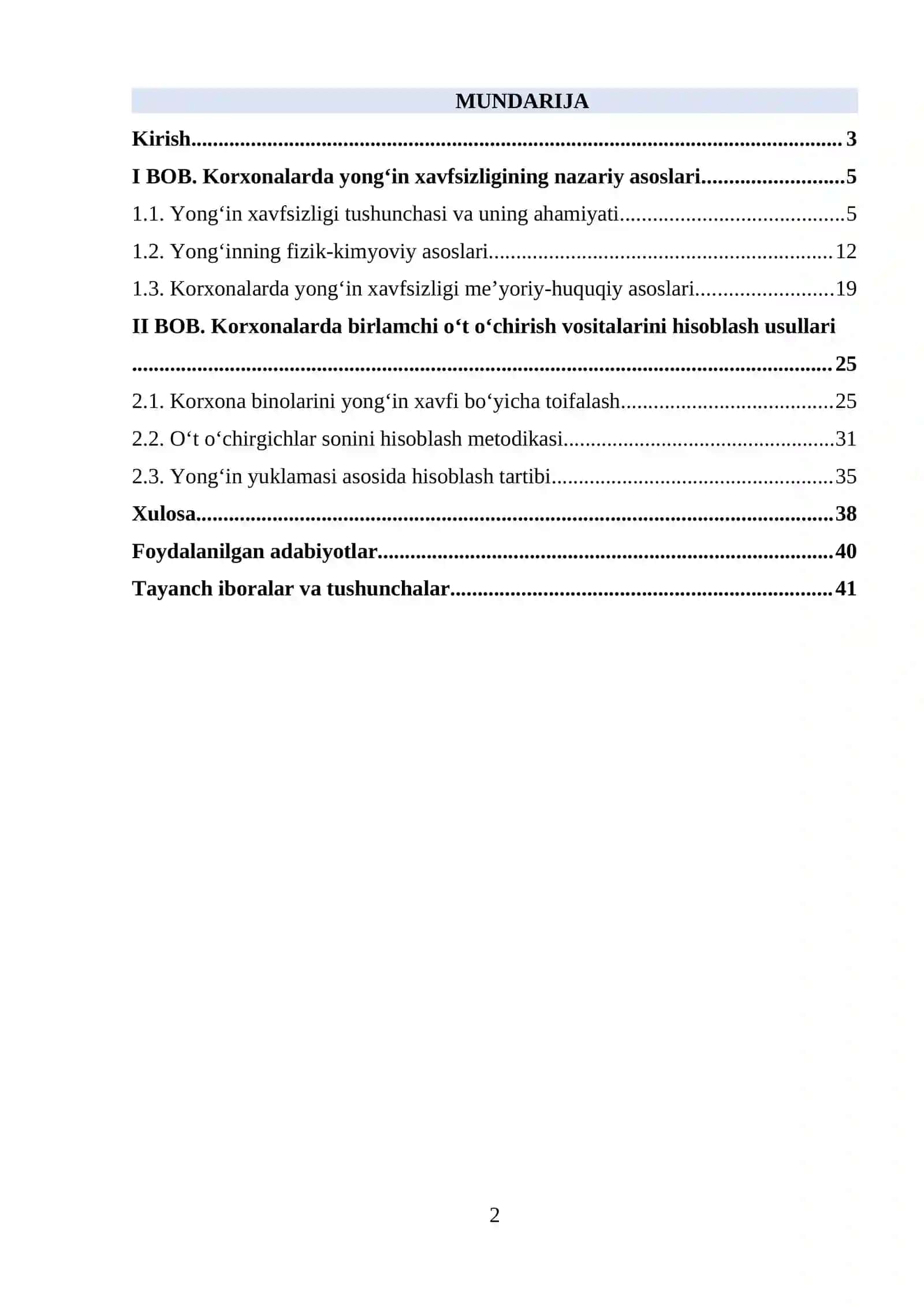 Korxonalarda yong‘in xavfsizligining nazariy asoslari 2