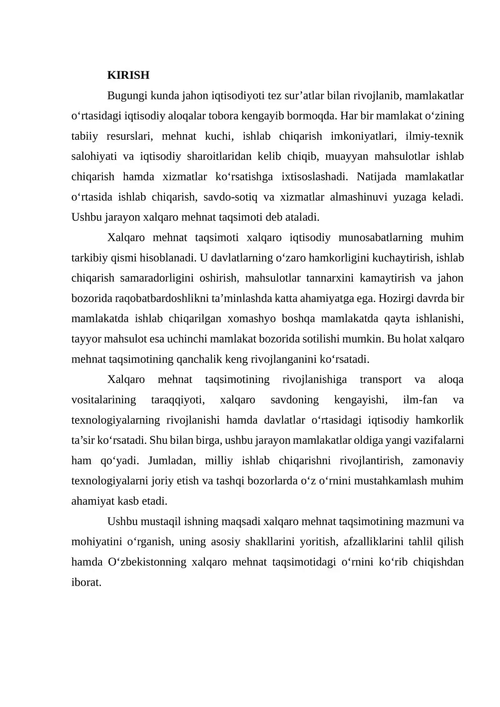 XALQARO MEHNAT TAQSIMOTI VA UNING AFZALLIKLARI 2