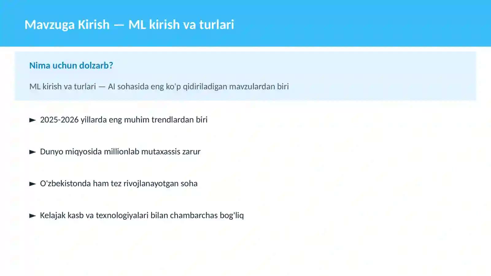 AI | MACHINE LEARNING ASOSLARI 2