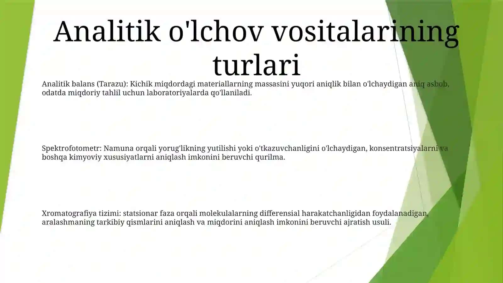 Analitik OʻLchash Asboblarining Turlari Tuzilishi Xossalari VaQisimlari 2
