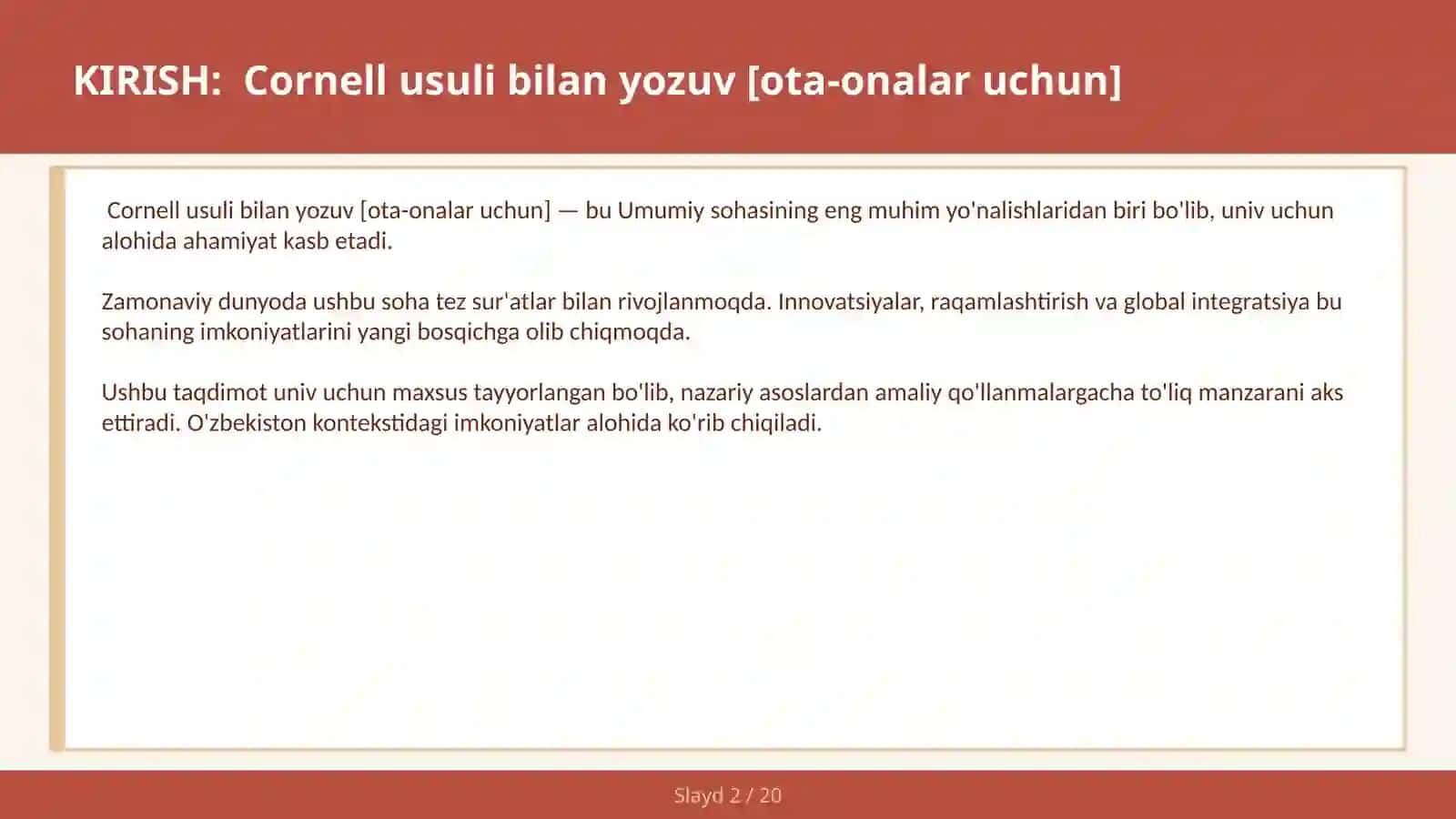 Cornell usuli bilan yozuv [ota-onalar uchun] 2