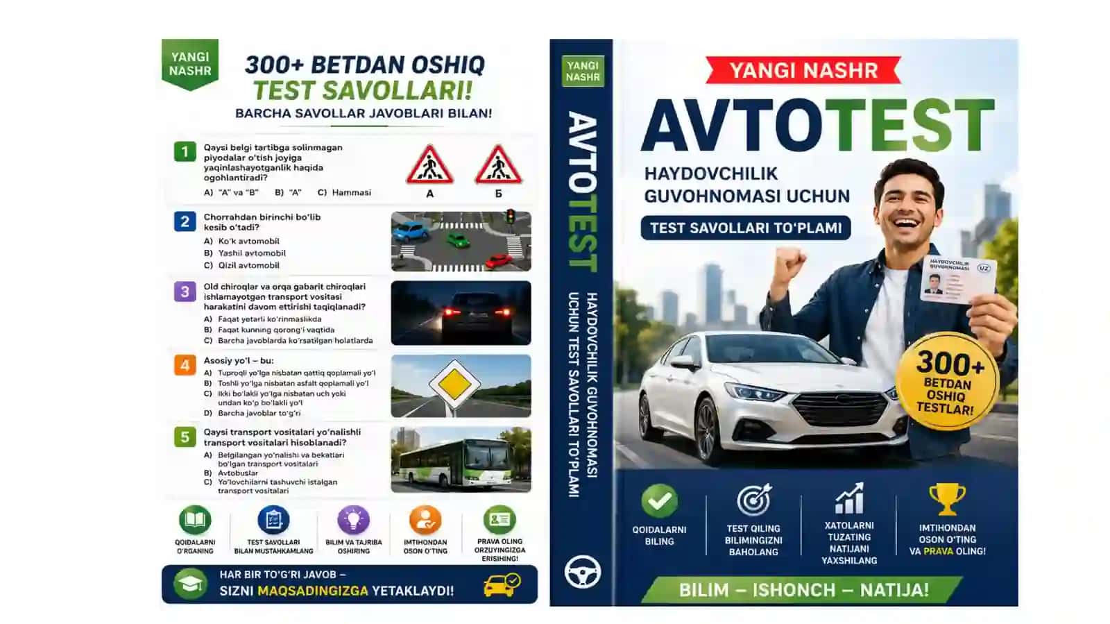 AVTOTEST PRAVA SAVOLLAR JAVOBLARI BILAN 2