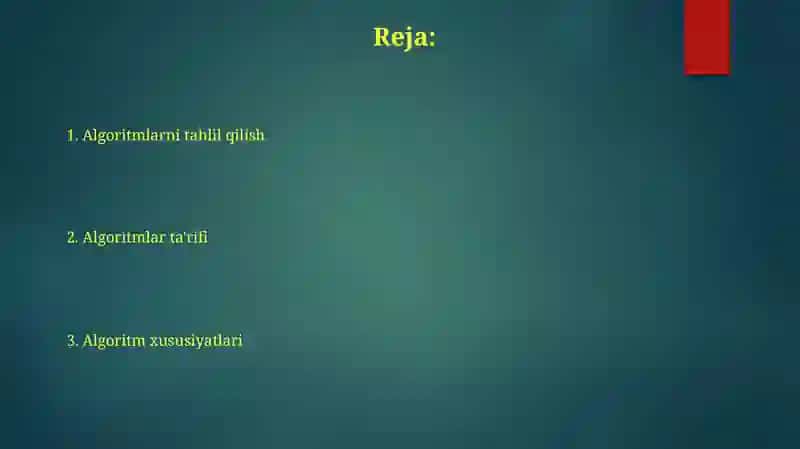 Algoritmlar ta'rifi 2