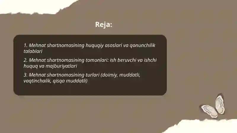 Mehnat munosabatlari va bozor iqtisodiyoti sharoitida mehnat shartnomasini tuzish 2