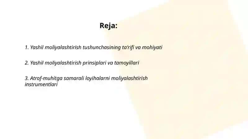 Yashil moliyalashtirish tushunchasi 2