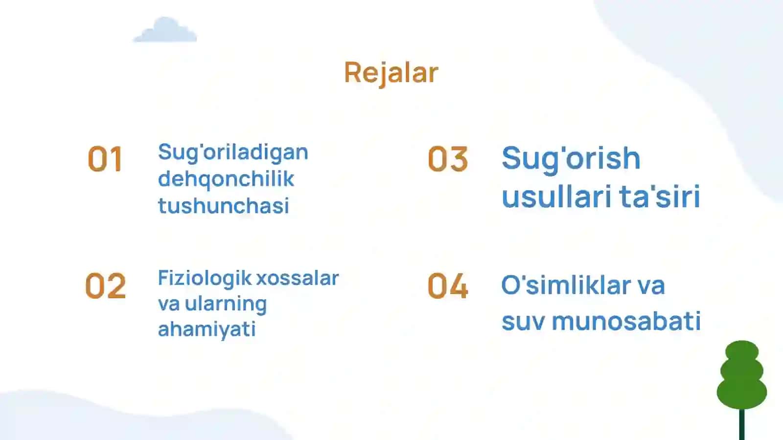 Sugʻoriladigan dehqonchilikning fiziologik xossalari 2