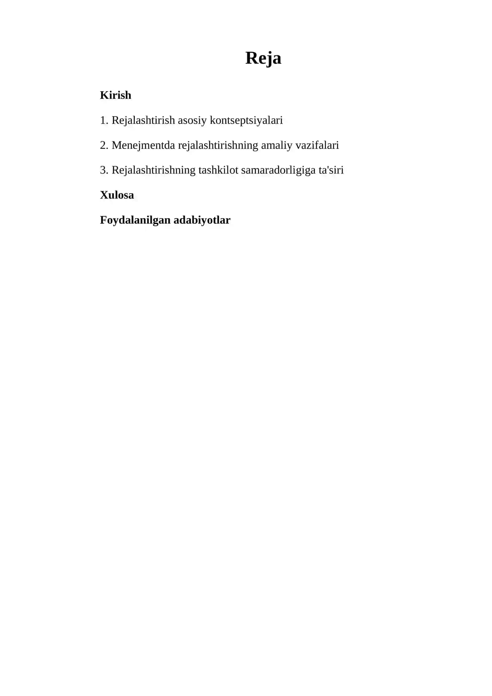 Menejmentda rejalashtirish funksiyasi 2
