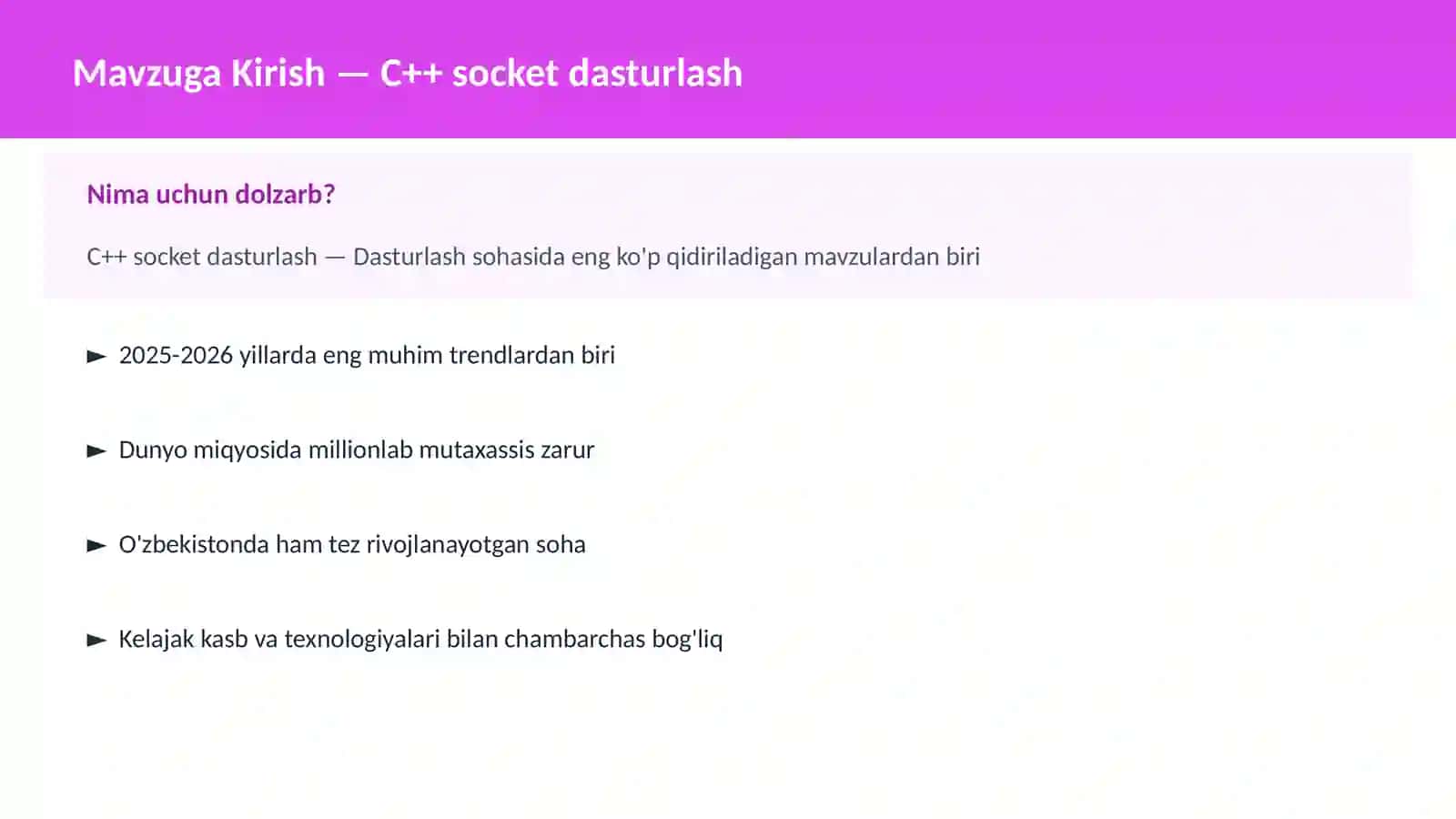 C++ socket dasturlash 2