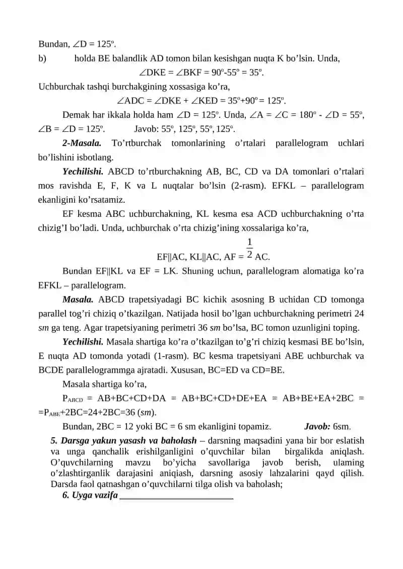 9-sinf geometriya 1-chorak dars ishlanmalari 2