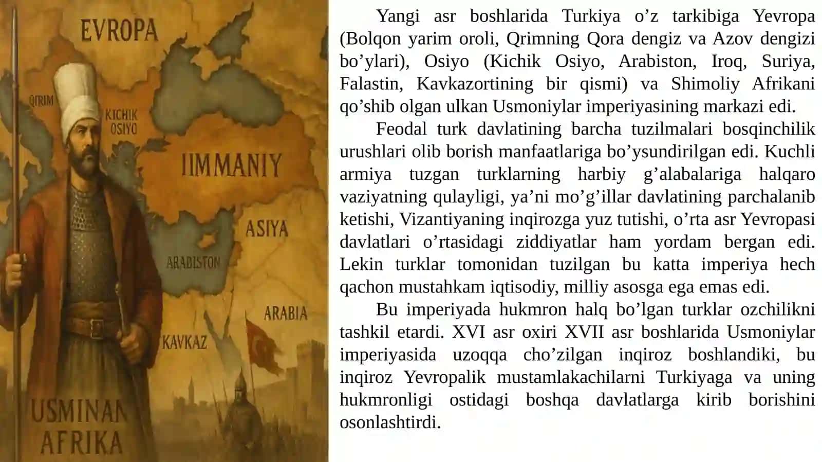 Usmoniylar imperiyasi (Turkiya) yangi davrda: tarixiy rivojlanishning asosiy voqealari va jarayonlari 2