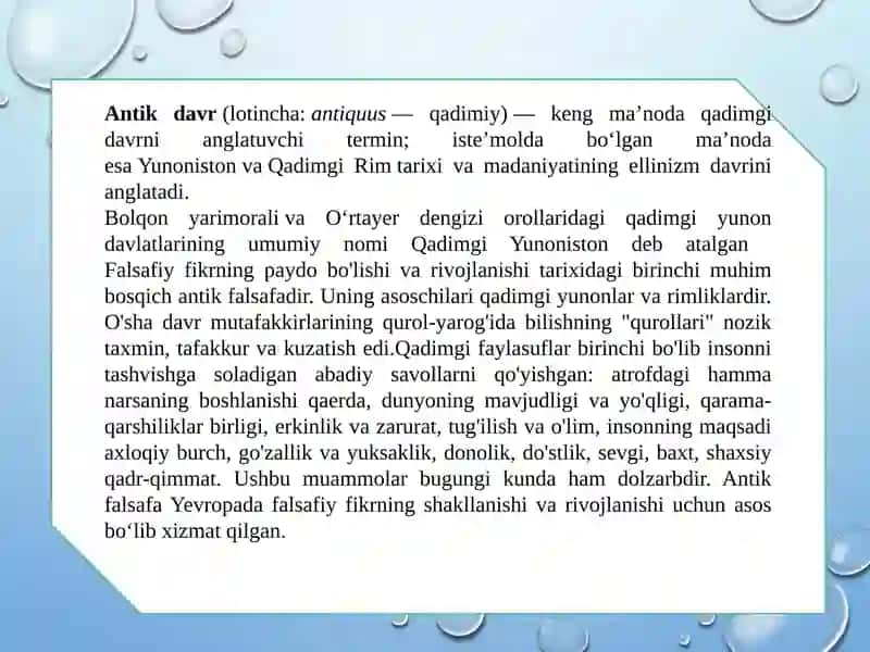 Antik davr falsafasi 2