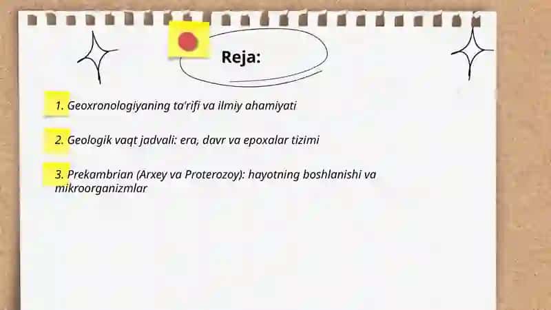 Geoxronologiya.Era va davrlardagi hayotning rivojlanish bosqichlari 2