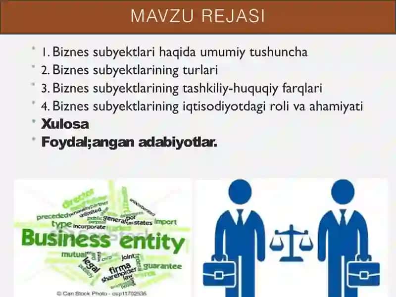 Biznes subyektlari turlari 2