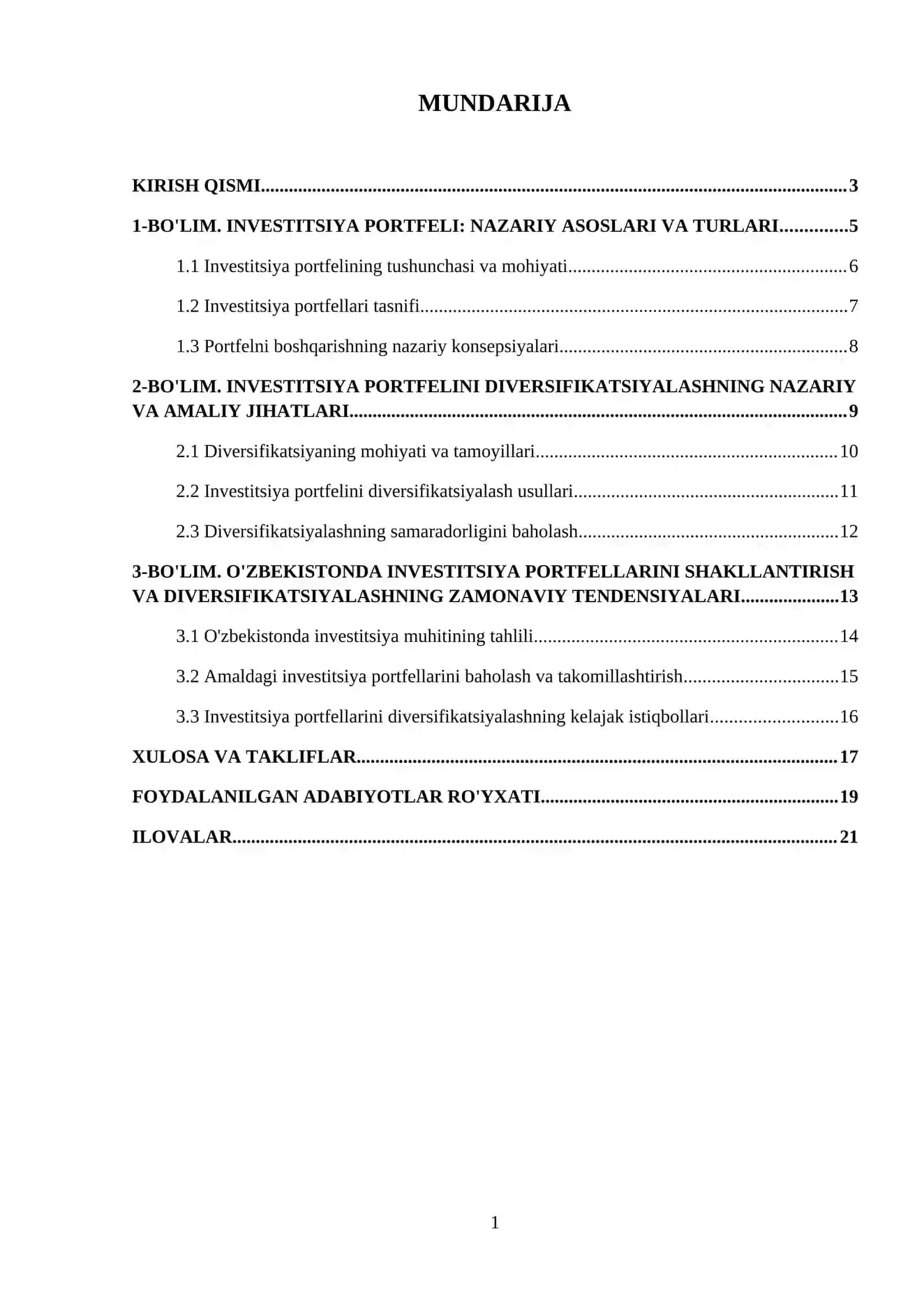 investitsiya  portfeli va uning diversifikatsiyasi 2