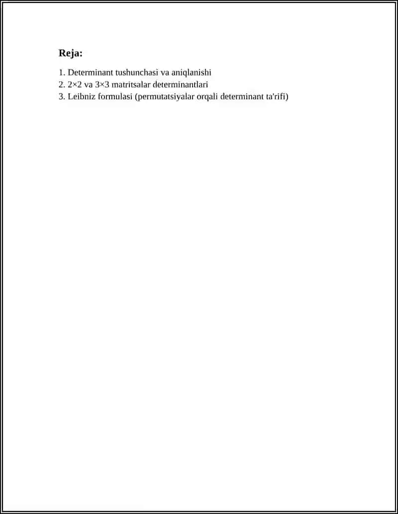 DETERMINANT VA UNING XOSSALARI 2